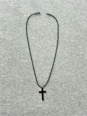 Brandy Melville Black Cross Rope Pendant Necklace